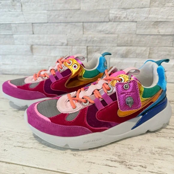 KURT GEIGER LONDON Suede Kurt Runner Sneakers Women’s SZ 38.5EU-8 US RAINBOW New - Picture 14 of 15